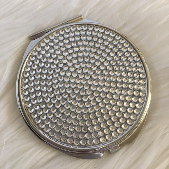Other - Compact crystal mirror silver purse metal double